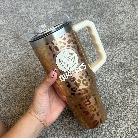 Accessories - Bucees Tumbler Gold Cheetah Print